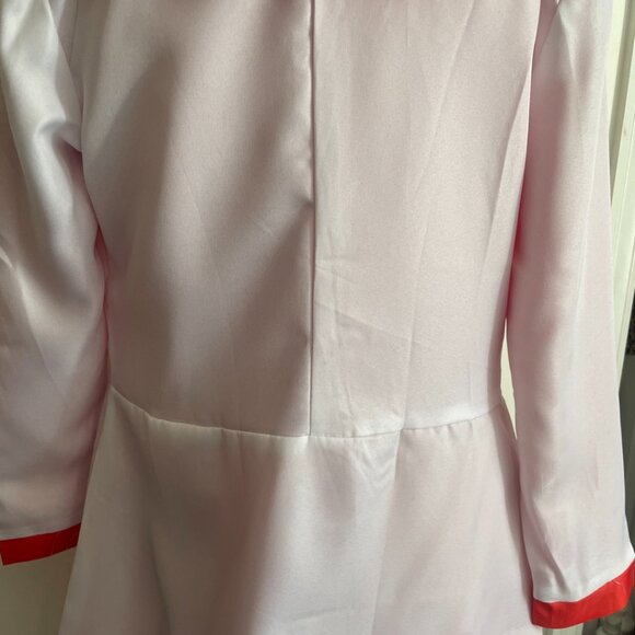 White and Red Long Military Uniform Style Cosplay Coat - Picture 6 of 11